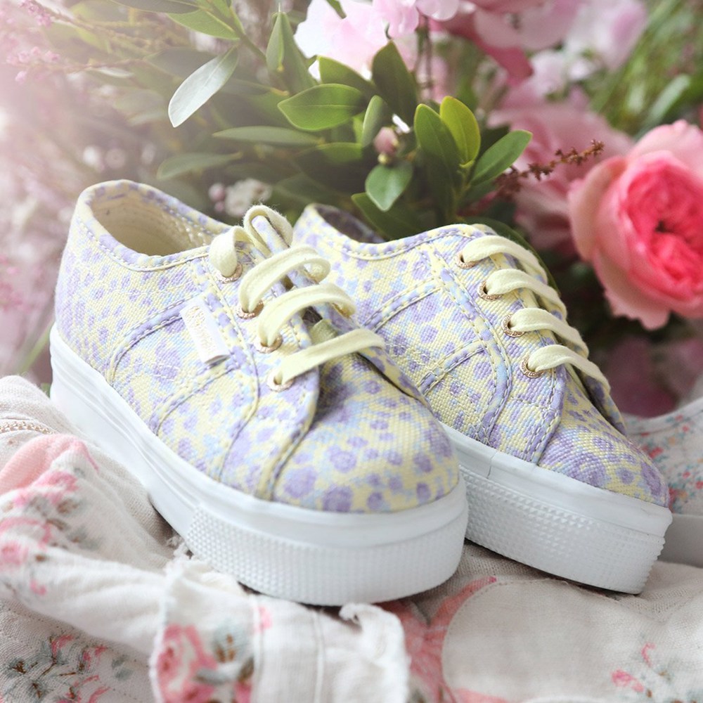 Superga Purple/Yellow/White Platform Womens - 2790 Fancotbindingsw - 590AGOXZP